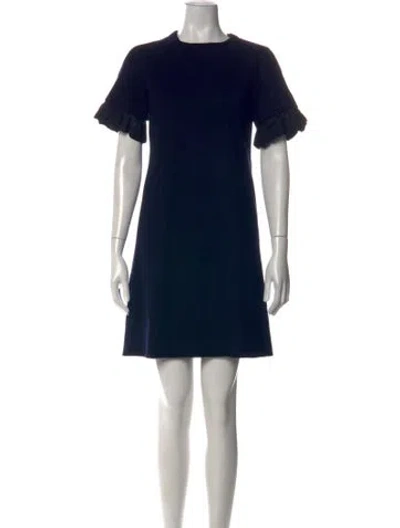 Pre-owned Lela Rose Linen Knee-length Dress In Blue