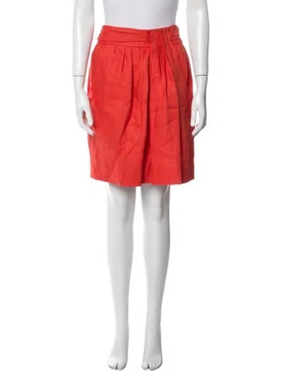 Pre-owned Lela Rose Linen Knee-length Skirt In Orange