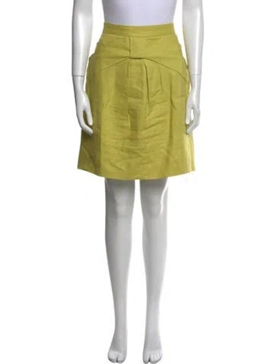 Pre-owned Lela Rose Linen Knee-length Skirt In Yellow