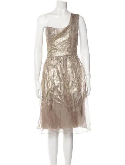 Pre-owned Lela Rose Linen Midi Length Dress In Neutral
