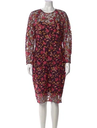Pre-owned Lela Rose Linen Midi Length Dress In Purple