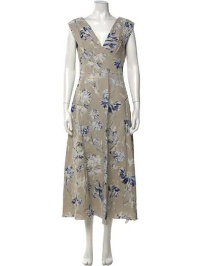Pre-owned Lela Rose Linen Midi Length Dress W/ Tags In Neutral