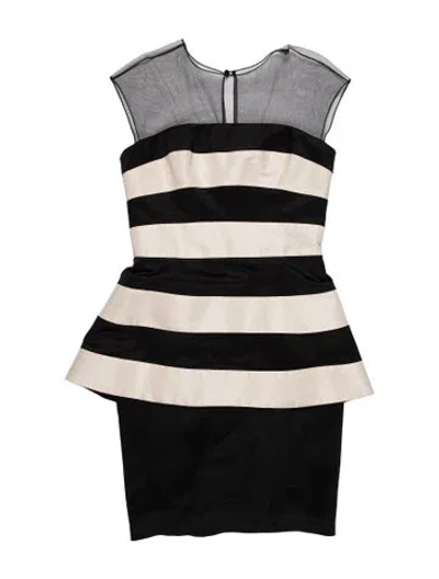 Pre-owned Lela Rose Linen Mini Dress In Black