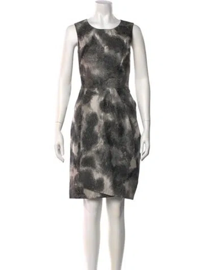 Pre-owned Lela Rose Linen Mini Dress In Gray