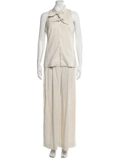 Pre-owned Lela Rose Linen Pant Set In Neutral