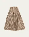 Lela Rose Gingham Check Taffeta Full Skirt In Walnut