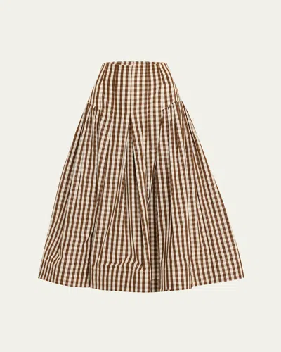 LELA ROSE LONG PLAID TAFFETA FULL SKIRT