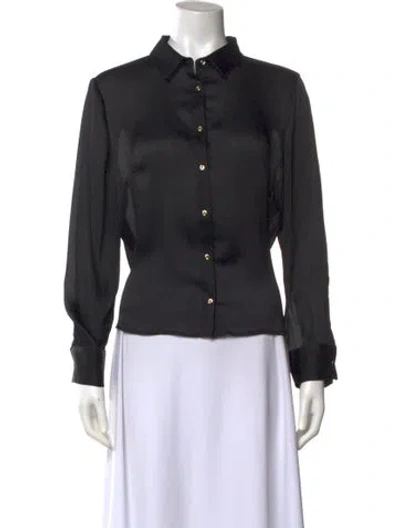Pre-owned Lela Rose Long Sleeve Blouse In Black