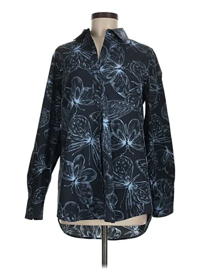 Pre-owned Lela Rose Long Sleeve Blouse In Blue