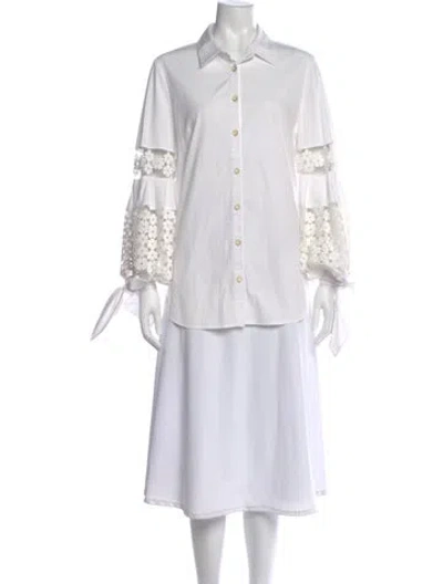 Pre-owned Lela Rose Long Sleeve Blouse In Neutral