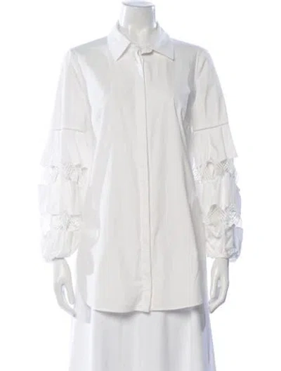 Pre-owned Lela Rose Long Sleeve Blouse In Neutral