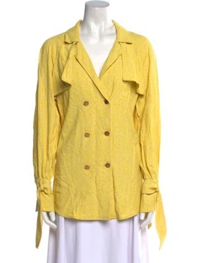 Pre-owned Lela Rose Long Sleeve Button-up Top In Yellow
