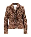 Lela Rose Long-sleeved Leopard-print Leather Jacket In Brown
