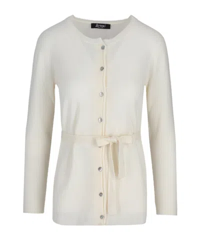 Lela Rose Long-sleeve Tie-front Cardigan In White