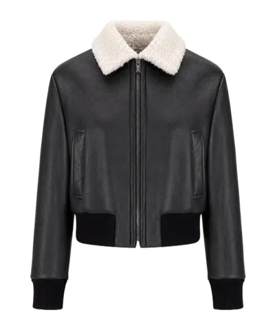 Lela Rose Long-sleeve Zip-up Jacket In Black