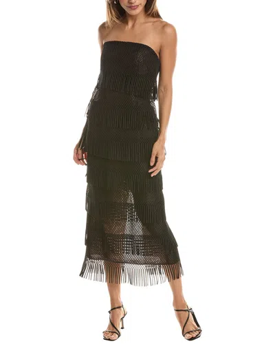Lela Rose Macrame Lace Silk-trim Column Dress In Black