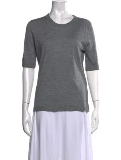 Pre-owned Lela Rose Merino Wool Crew Neck Sweater In Grey