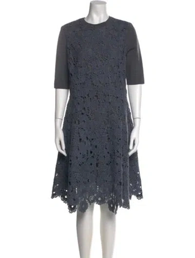 Pre-owned Lela Rose Merino Wool Midi Length Dress In Blue