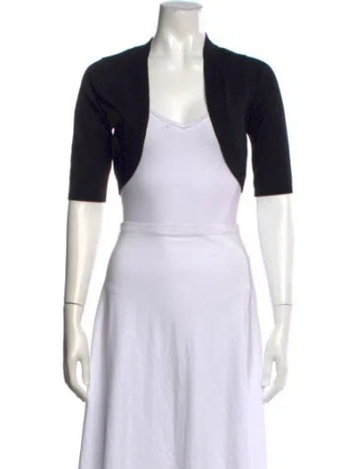 Pre-owned Lela Rose Merino Wool V-neck Sweater In Black