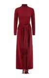 Lela Rose Merino Wool Wrap Dress In Red