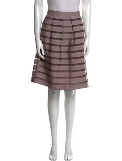 Pre-owned Lela Rose Mesh Accents Knee-length Skirt In Pink