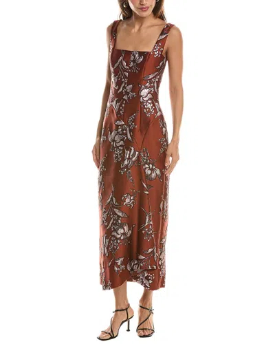 Lela Rose Metallic Floral Jacquard Silk-blend Cascade Dress In Burgundy