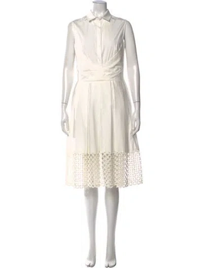 Pre-owned Lela Rose Midi Length Dress In Neutral