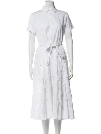 Pre-owned Lela Rose Midi Length Dress In White