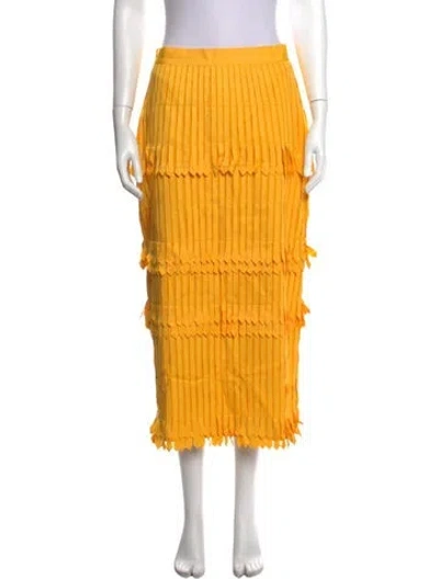 Pre-owned Lela Rose Midi Length Skirt In Yellow