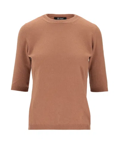 Lela Rose Mid-length Sleeve Knitted Sweater In Brown