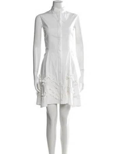Pre-owned Lela Rose Mini Dress In White