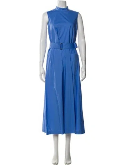 Pre-owned Lela Rose Mock Neck Long Dress W/ Tags In Blue