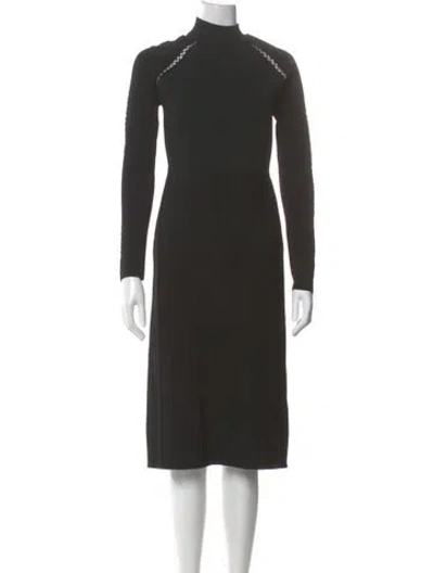 Pre-owned Lela Rose Mock Neck Midi Length Dress In Green