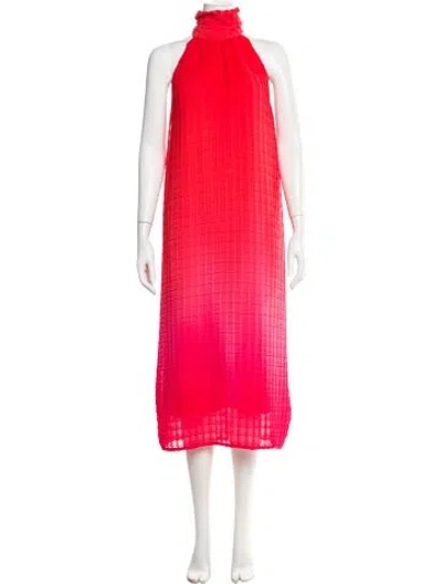 Pre-owned Lela Rose Mock Neck Midi Length Dress W/ Tags In Red