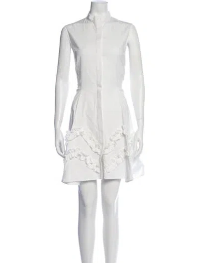 Pre-owned Lela Rose Mock Neck Mini Dress In White
