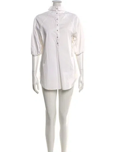 Pre-owned Lela Rose Mock Neck Mini Dress In White