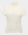 Lela Rose Mock-neck Short-sleeve Cashmere Sweater In Ivory