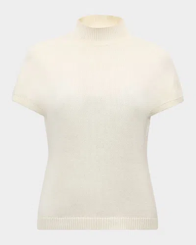 Lela Rose Mock-neck Short-sleeve Cashmere Sweater In Ivory