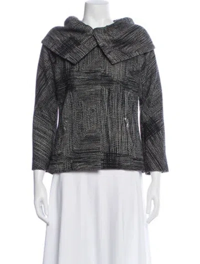 Pre-owned Lela Rose Nylon Patterned Jacket In Black
