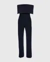 Lela Rose Off-the-shoulder Crepe Jumpsuit In Navy