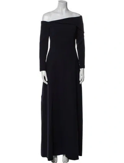 Pre-owned Lela Rose Off-the-shoulder Long Dress In Blue