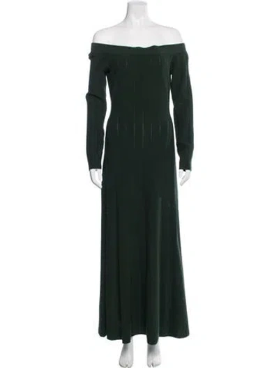Pre-owned Lela Rose Off-the-shoulder Long Dress In Green