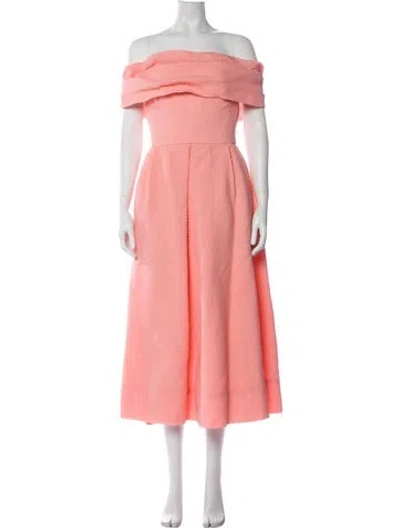 Pre-owned Lela Rose Off-the-shoulder Long Dress In Pink