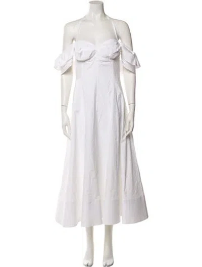 Pre-owned Lela Rose Off-the-shoulder Long Dress In White