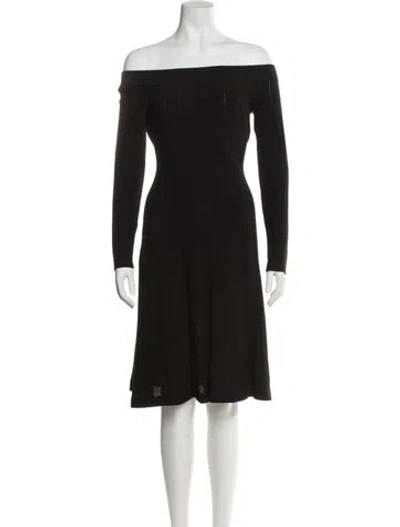 Pre-owned Lela Rose Off-the-shoulder Mini Dress In Black