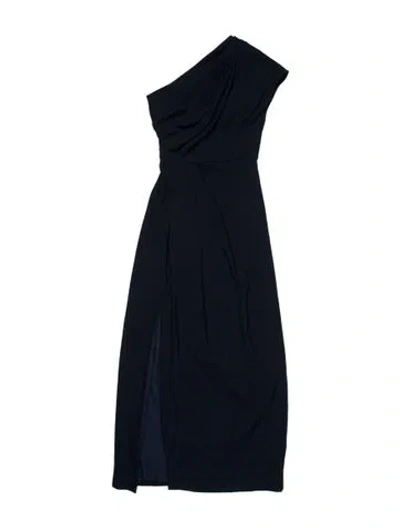 Pre-owned Lela Rose One-shoulder Long Dress In Blue