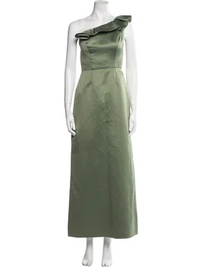Pre-owned Lela Rose One-shoulder Long Dress In Green