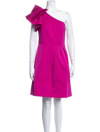 Pre-owned Lela Rose One-shoulder Mini Dress In Pink