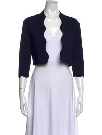 Pre-owned Lela Rose Open Front Sweater In Black
