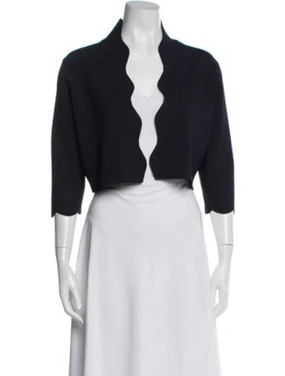 Pre-owned Lela Rose Open Front Sweater In Black